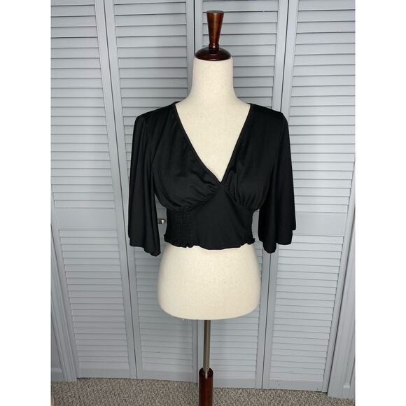 Shein reflective allover print flare leg pants & flutter sleeve crop top medium - Picture 2 of 12